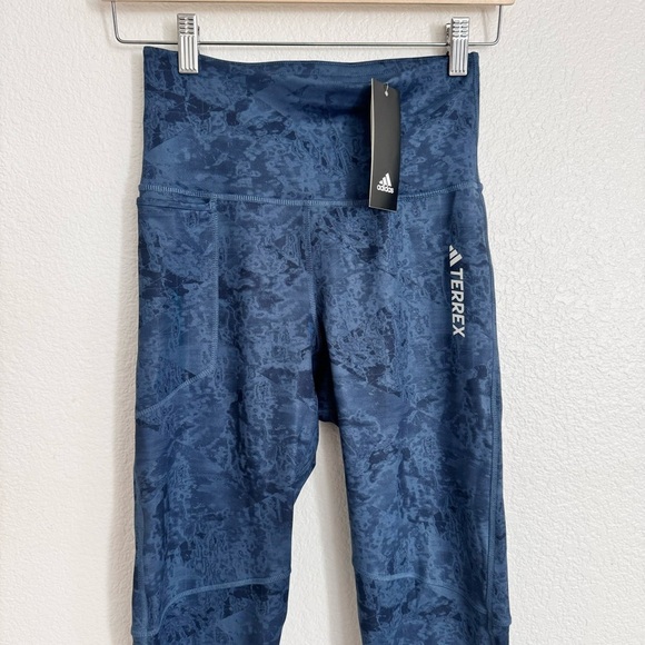 ADIDAS TERREX Skinny Workout Leggings Pants Multi in Navy Dusty Blue Size Small - Picture 6 of 16